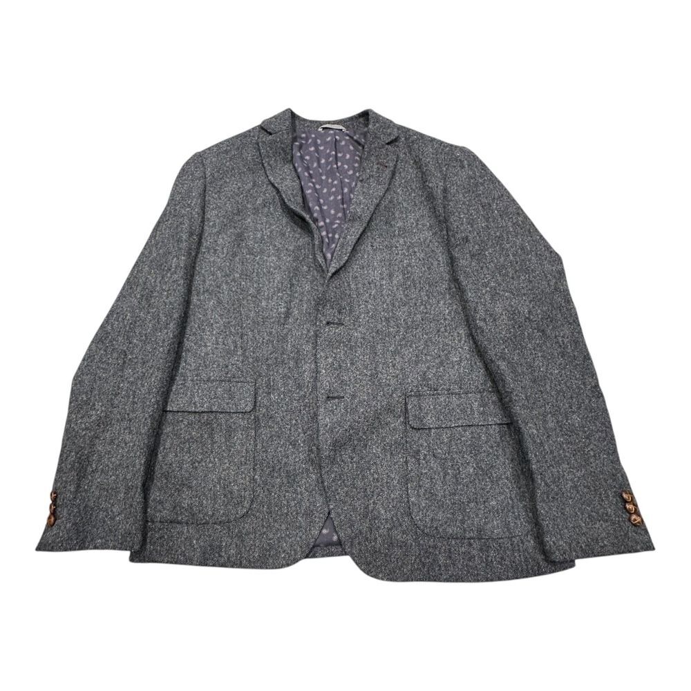 Frank & Oak Men's 44 Blue Wool Knit Laurier Fit Paisley Blazer Jacket Sport Coat